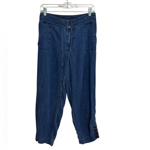 Soft Surroundings Tencel Chambray Easy Fit Crop Pants - Size S Petite - Picture 1 of 7